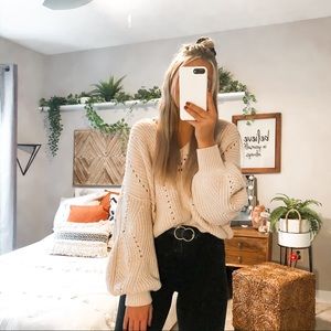 Free People All Day Long Chunky Pullover Sweater